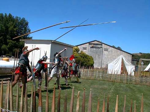 Pilum throwing demonstration with Robert and Anthony Garbisch (Centurio Marcus and Antony Lucius), Scott Poole (Marcus Scipio, P