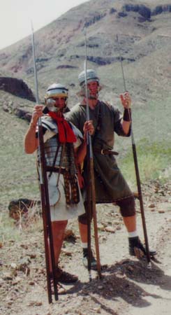 Marcus and Octavius Lucius rest for a moment by the side of the traiil.  These goood legionaries are always in a state of preparedness,  their weapons ready to repel any sneak attack by the Zealots! 